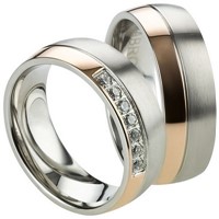 Bild von Ring Edelstahl PVD Rosé bicolour Gr. 54-74