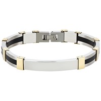 Bild von Armband Edelstahl PVD schwarz gold 21cm mit ID Platte