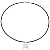 Bild von Silikon Collier 45cm mit Stern in Edelstahl, PVD Gelb oder PVD Rosé