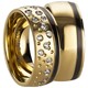 Bild von Ring Edelstahl PVD Gold und Schwarz bicolour mit gefassten Zirkonia Gr. 50-66