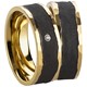 Bild von Ring Edelstahl PVD Gold und Schwarz bicolor Gr. 54-70 