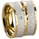 Bild von Ring Edelstahl PVD Gold und Grau bicolour mit gefassten Zirkonia Gr. 50-66