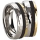 Bild von Ring Edelstahl PVD Gold und Schwarz tricolour mit gefassten Zirkonia Gr. 50-66