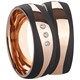 Bild von Ring Edelstahl PVD Rosé und Schwarz bicolour ohne Stein Gr. 54-70