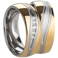 Bild von Ring Edelstahl PVD Gold bicolour ohne Stein Gr. 54-70