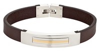 Bild von Armband Edelstahl /Leder 21cm