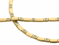 Bild von Edelstahl Collier 46cm / Armband 19cm gefasste Steine PVD gelb