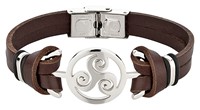 Bild von Armband Edelstahl Triskell / Leder braun 19cm