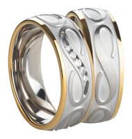 Bild von Ring Edelstahl PVD Gold bicolour mit gefassten Zirkonia Gr. 50-62