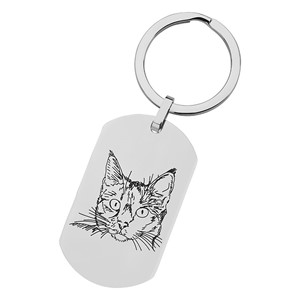 Bild von Edelstahl Schlüsselanhänger Katze 50x30mm - Abverkauf 