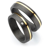 Bild von Ring Titan-Carbon mit gefasstem Diamant 0,015 CT W/Si Gr. 50-62