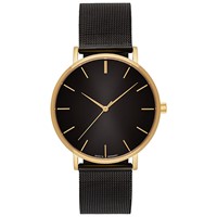 Bild von Gehäusefarbe Gold / Zifferblatt schwarz: 32mm, 36mm oder 40mm Lederband oder Metallband  