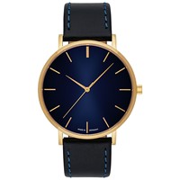 Bild von Gehäusefarbe Gold / Zifferblatt blau: 32mm, 36mm oder 40mm Lederband oder Metallband  