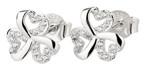 Bild von 925/- Ohrstecker rhod. Herz Kleeblatt