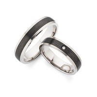 Bild von Ring Titan-Carbon mit gefasstem Diamant 0,015 CT W/Si Gr. 50-62