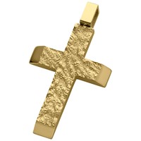 Bild von Anhänger Edelstahl Kreuz 36x24mm gehämmert PVD gold