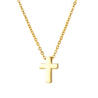 Bild von Edelstahl Collier mit Anhänger Kreuz PVD Gold