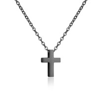 Bild von Edelstahl Collier mit Anhänger Kreuz PVD Schwarz