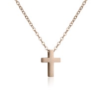 Bild von Edelstahl Collier mit Anhänger Kreuz PVD Rosé