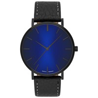 Bild von Gehäusefarbe Schwarz / Zifferblatt blau 40mm Lederband oder Metallband  