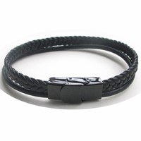 Bild von Lederschmuckband PVD schwarz 21cm