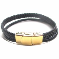 Bild von Lederschmuckband PVD Gold 21cm