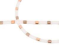 Bild von Edelstahl Collier rosé mit Keramik weiß mit Zirkonia 47cm / Armband 21cm