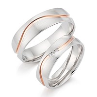 Bild von Ring Silber 925/- rhodiniert mit 3 Diamanten á 0,010 CT W/Si rosé plattiert Gr. 50-62