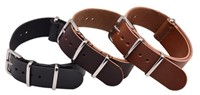 Bild von PU-Leder Durchzugsband/Natoband flach 25cm lang 18-24mm/ 3 Farben