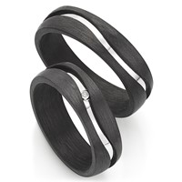 Bild von Ring 925/- rhod. Silber-Carbon / Herrenring Gr. 54-70