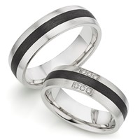 Bild von Ring 925/- rhod. Silber-Carbon gefasste Diamanten 0,010 CT pro Stein W/Si / Damenring Gr. 50-62