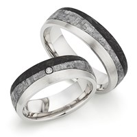 Bild von Ring 925/- rhod. Silber-Carbon gefasste Diamanten 0,015 CT pro Stein W/Si / Damenring Gr. 50-62