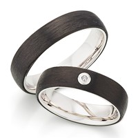 Bild von Ring 925/- rhod. Silber-Carbon / Herrenring Gr. 54-70