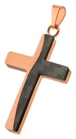 Bild von Anhänger Edelstahl - Carbon Kreuz PVD Rosé