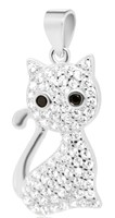 Bild von 925-/ Anhänger rhod. Katze mit Zirkonia