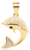 Bild von 925-/ Anhänger rhod. Delphin mit Zirkonia 