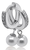 Bild von 925/- Creolen mit Zirkonia und SW Perle 