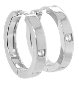 Bild von Creolen Titan mit Diamant pro Stein 0,015 ct W/Si  -  2 Farben matt oder glänzend 