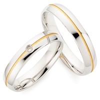 Zeige Details für Partnerring Silber 925/- rhodiniert gold plattiert / 4mm Bild von Partnerring Silber 925/- rhodiniert gold plattiert / 4mm