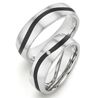 Bild von Partnerring Silber 925/- rhodiniert und Carbon / 6mm 
