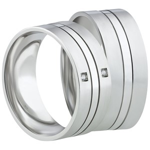 Bild von Partnerring Silber 925/- rhodiniert / 8mm