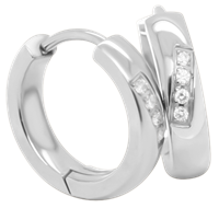 Bild von Creolen Titan mit 8 Diamanten á 0,010 Ct / 2 Farben matt/ice oder glänzend 