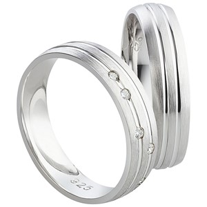 Bild von Partnerring Silber 925/- rhodiniert / 4mm