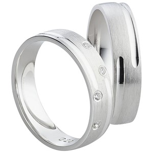 Bild von Partnerring Silber 925/- rhodiniert / 5mm
