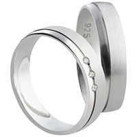 Bild von Partnerring Silber 925/- rhodiniert / 5mm