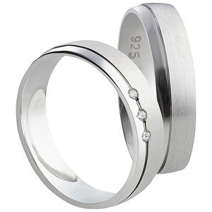 Bild von Partnerring Silber 925/- rhodiniert / 5mm
