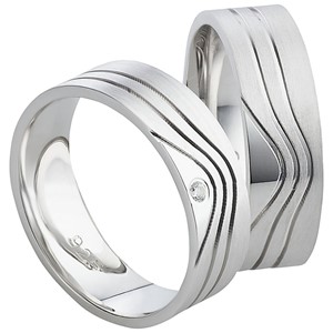 Bild von Partnerring Silber 925/- rhodiniert / 6mm  