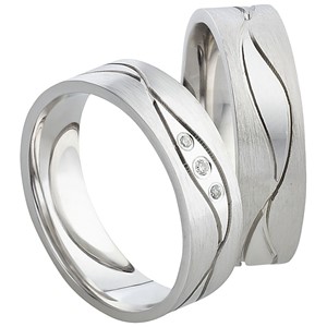 Bild von Partnerring Silber 925/- rhodiniert / 6mm