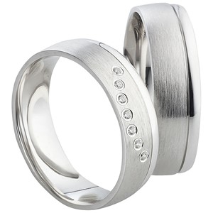 Bild von Partnerring Silber 925/- rhodiniert / 6mm