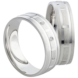 Bild von Partnerring Silber 925/- rhodiniert / 6mm